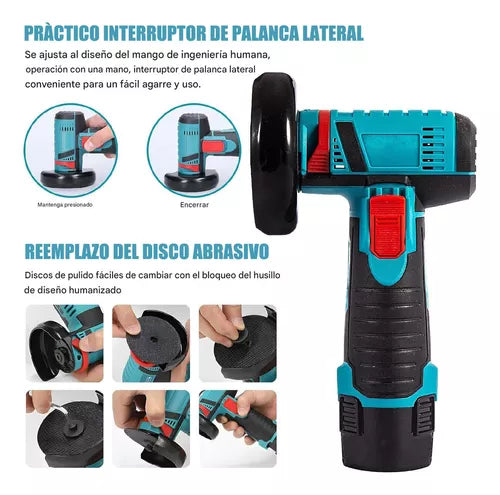 Mini Esmeril Amoladora Angular Inalámbrico 2 Baterías Recargables