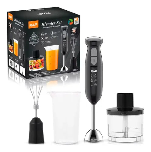 Batidora De Inmersión Procesador Mixer Licuadora 3 En 1 Raf Color Negro